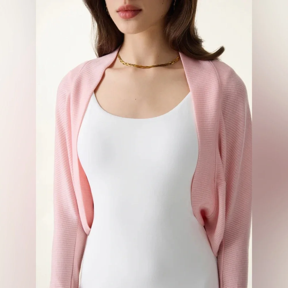 New OGL Classic Cozy Knit Shrug Sweater Pink Size Medium - Picture 4 of 9